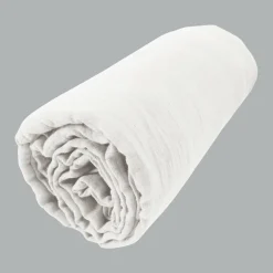 Drap Housse|EMINZA Drap housse gaze de coton (140 x 200 cm) Gaïa chantilly Blanc