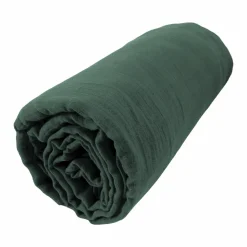 Drap Housse|EMINZA Drap housse gaze de coton (140 x 200 cm) Gaïa Vert sapin