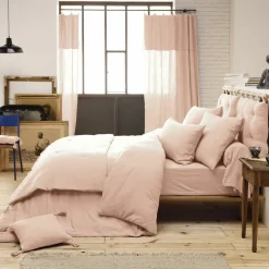 Drap Housse|EMINZA Drap housse gaze de coton (140 x 190 cm) Gaïa Rose poudré