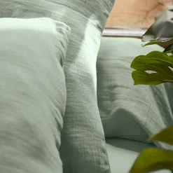 Drap Housse|EMINZA Drap housse gaze de coton (140 x 200 cm) Gaïa Vert Eucalyptus