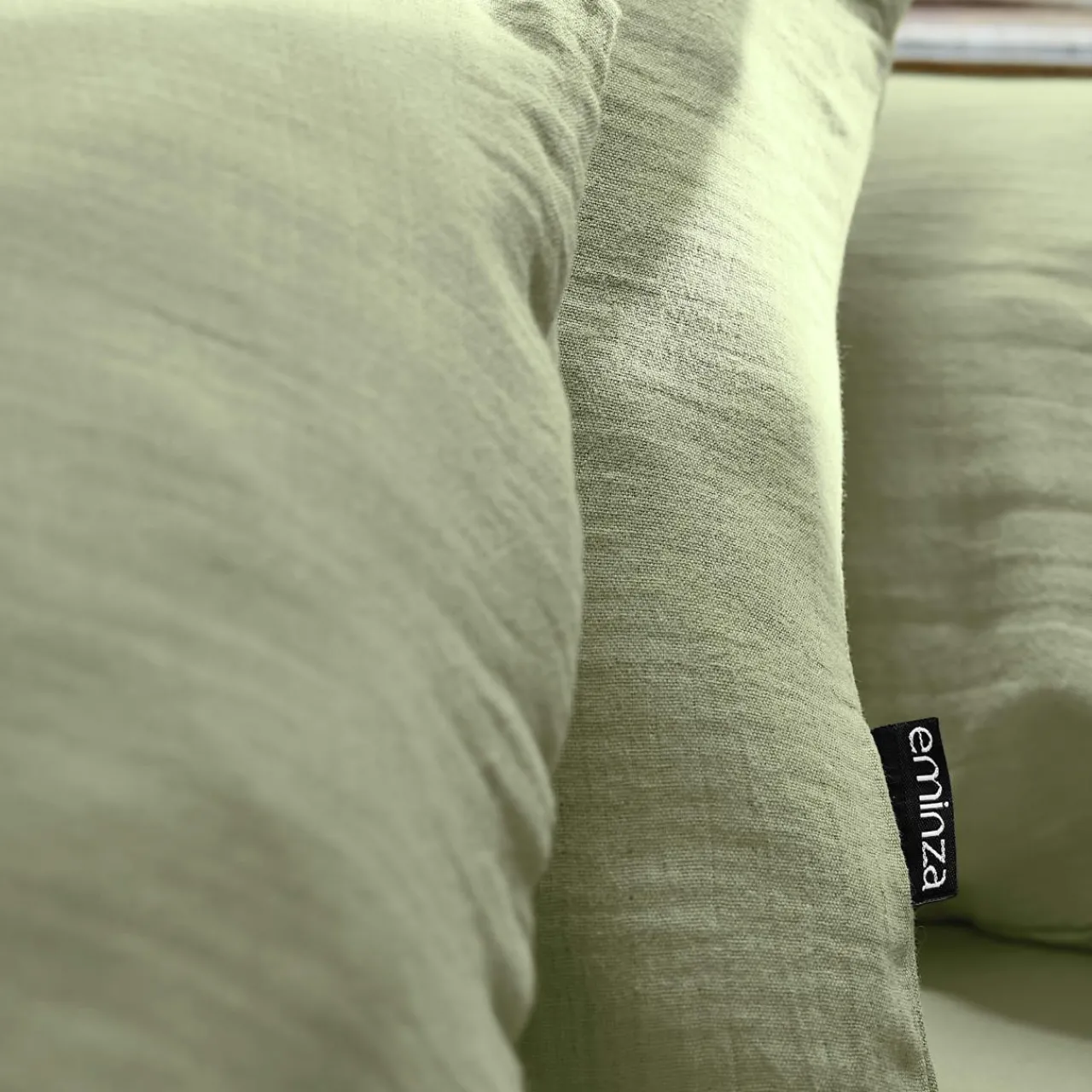 Drap Housse|EMINZA Drap housse gaze de coton (180 x 200 cm) Gaïa Vert tilleul