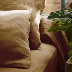 Drap Housse|EMINZA Drap housse gaze de coton (160 x 200 cm) Gaïa Camel