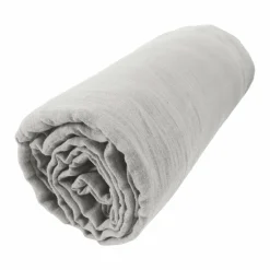 Drap Housse|EMINZA Drap housse gaze de coton (90 x 190 cm) Gaïa Gris nuage Gris clair