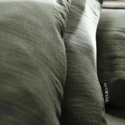 Drap Housse|EMINZA Drap housse gaze de coton (160 x 200 cm) Gaïa Vert romarin