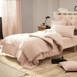 Drap Housse|EMINZA Drap housse gaze de coton (90 x 190 cm) Gaïa Rose poudré