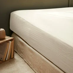 Drap Housse|EMINZA Drap housse gaze de coton (140 x 200 cm) Gaïa pampa Beige