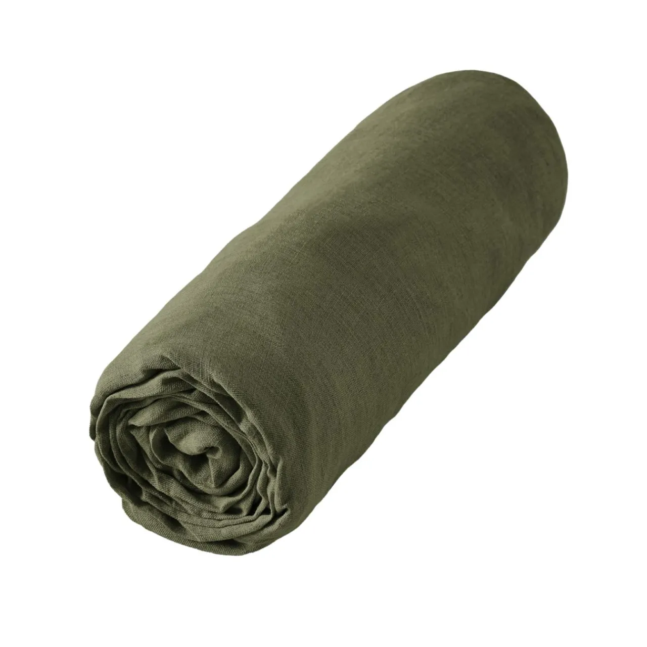 Drap Housse|EMINZA Drap housse lin lavé (160 x 200 cm) Louise Vert romarin