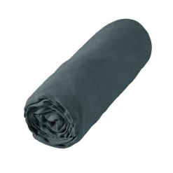Drap Housse|EMINZA Drap housse lin lavé (160 x 200 cm) Louise Gris ardoise