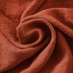 Drap Housse|EMINZA Drap housse lin lavé (180 x 200 cm) Louise Terracotta