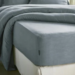 Drap Housse|EMINZA Drap housse lyocell Tencel™ lavé (160 x 200 cm) Olivia stone Bleu