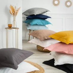 Drap Housse|EMINZA Drap housse percale de coton (90 x 190 cm) Cali Bleu canard