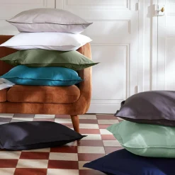 Drap Housse|EMINZA Drap housse percale de coton (180 x 200 cm) Cali Vert Eucalyptus