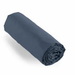 Drap Housse|EMINZA Drap housse percale de coton (180 x 200 cm) Cali Bleu marine