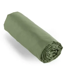 Drap Housse|EMINZA Drap housse percale de coton (200 x 200 cm) Cali Vert romarin
