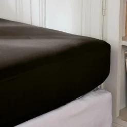 Drap Housse|EMINZA Drap housse percale de coton (90 x 190 cm) Cali Noir