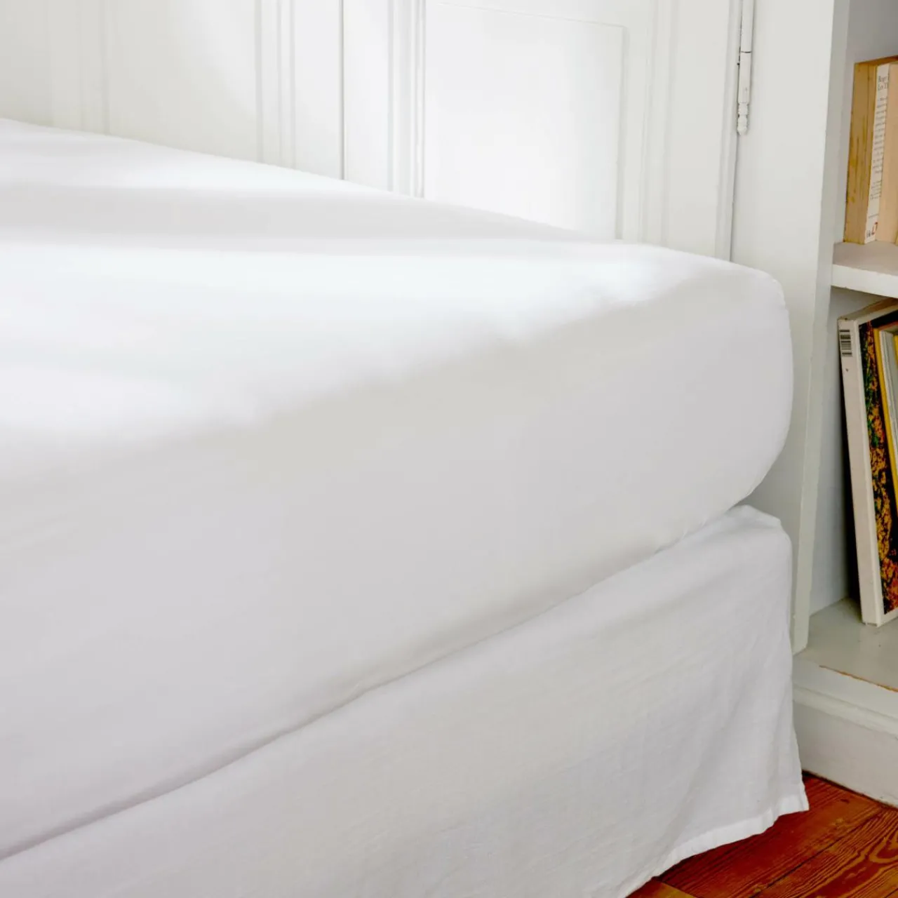 Drap Housse|EMINZA Drap housse percale de coton (140 x 190 cm) Cali Blanc