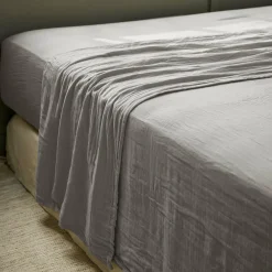Drap Plat|EMINZA Drap plat gaze de coton (270 x 300 cm) Gaïa Gris granit Gris foncé