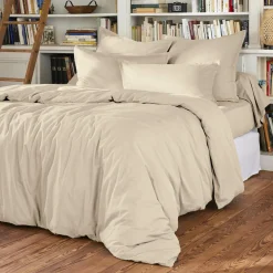 Drap Plat|EMINZA Drap plat percale de coton (270 x 300 cm) Cali Beige