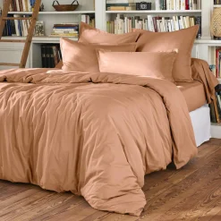 Drap Plat|EMINZA Drap plat percale de coton (240 x 300 cm) Cali Rose Pêche