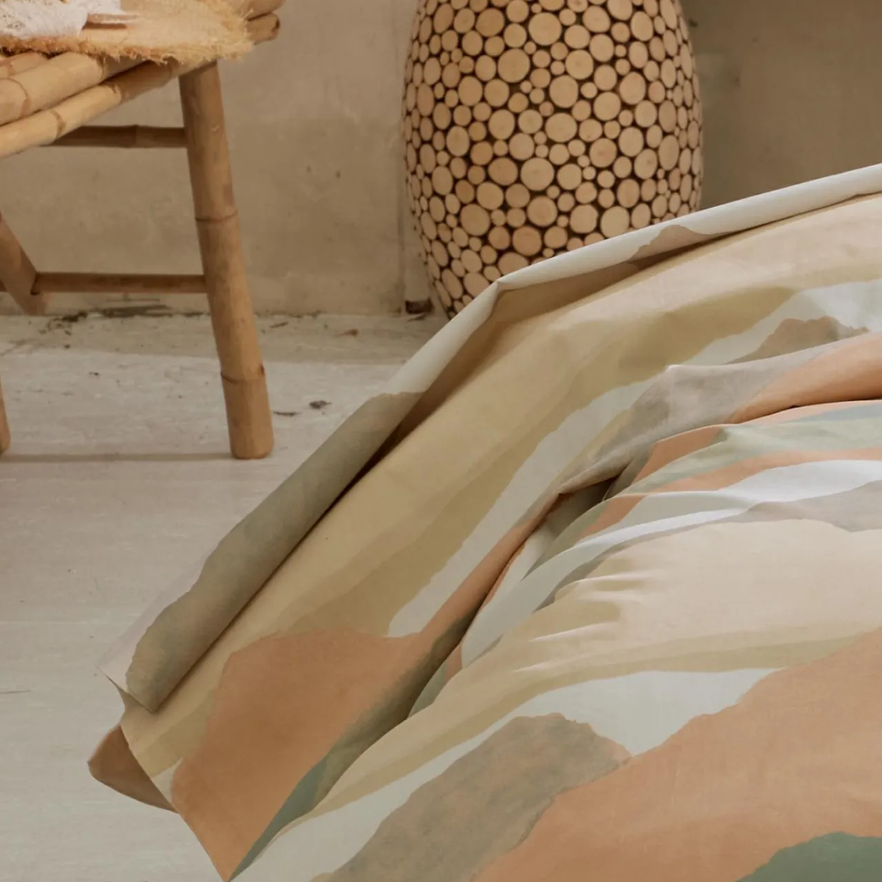 Drap Plat|TRADI LINGE Drap plat percale de coton (240 x 310 cm) Land Craie Beige