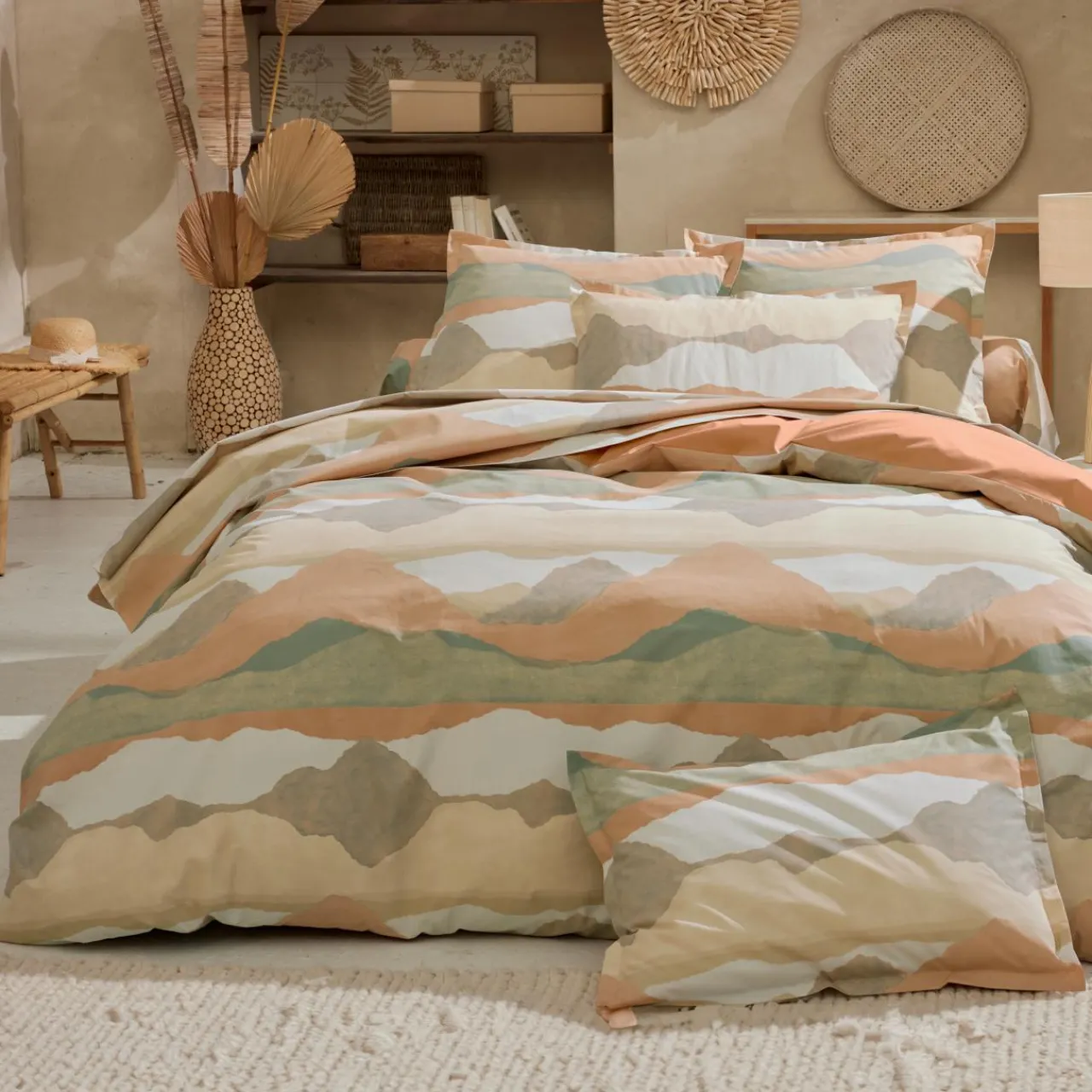 Drap Plat|TRADI LINGE Drap plat percale de coton (240 x 310 cm) Land Craie Beige