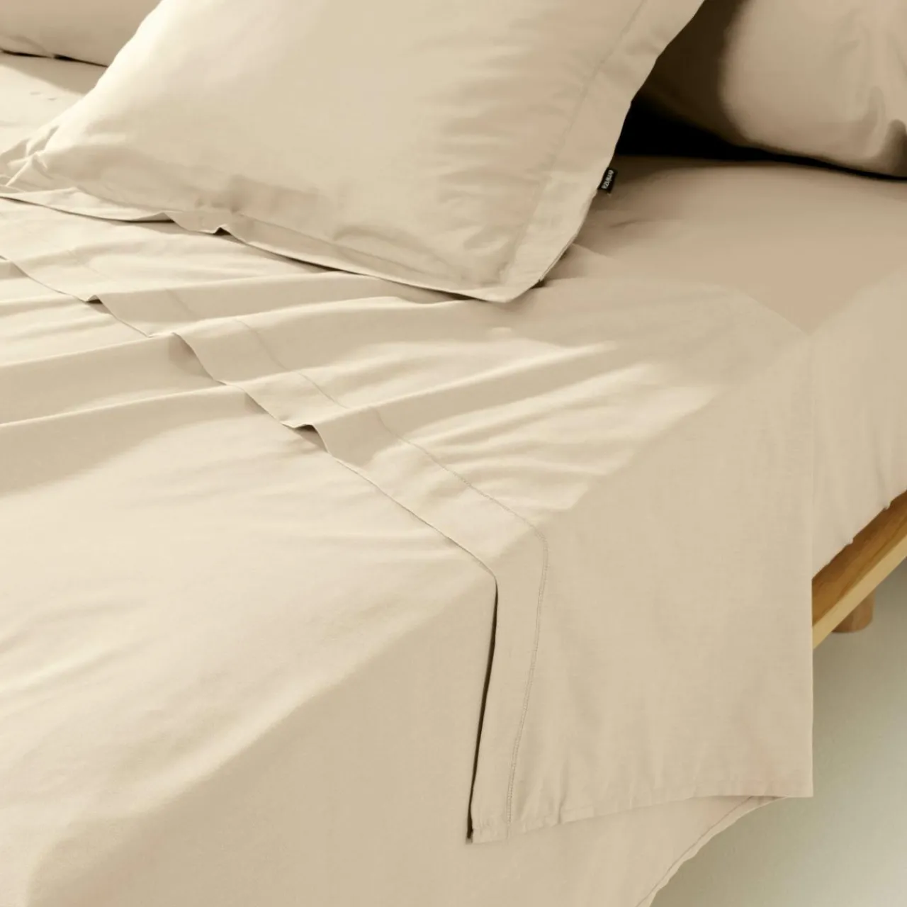 Drap Plat|EMINZA Drap plat percale de coton (240 x 300 cm) Cali Beige