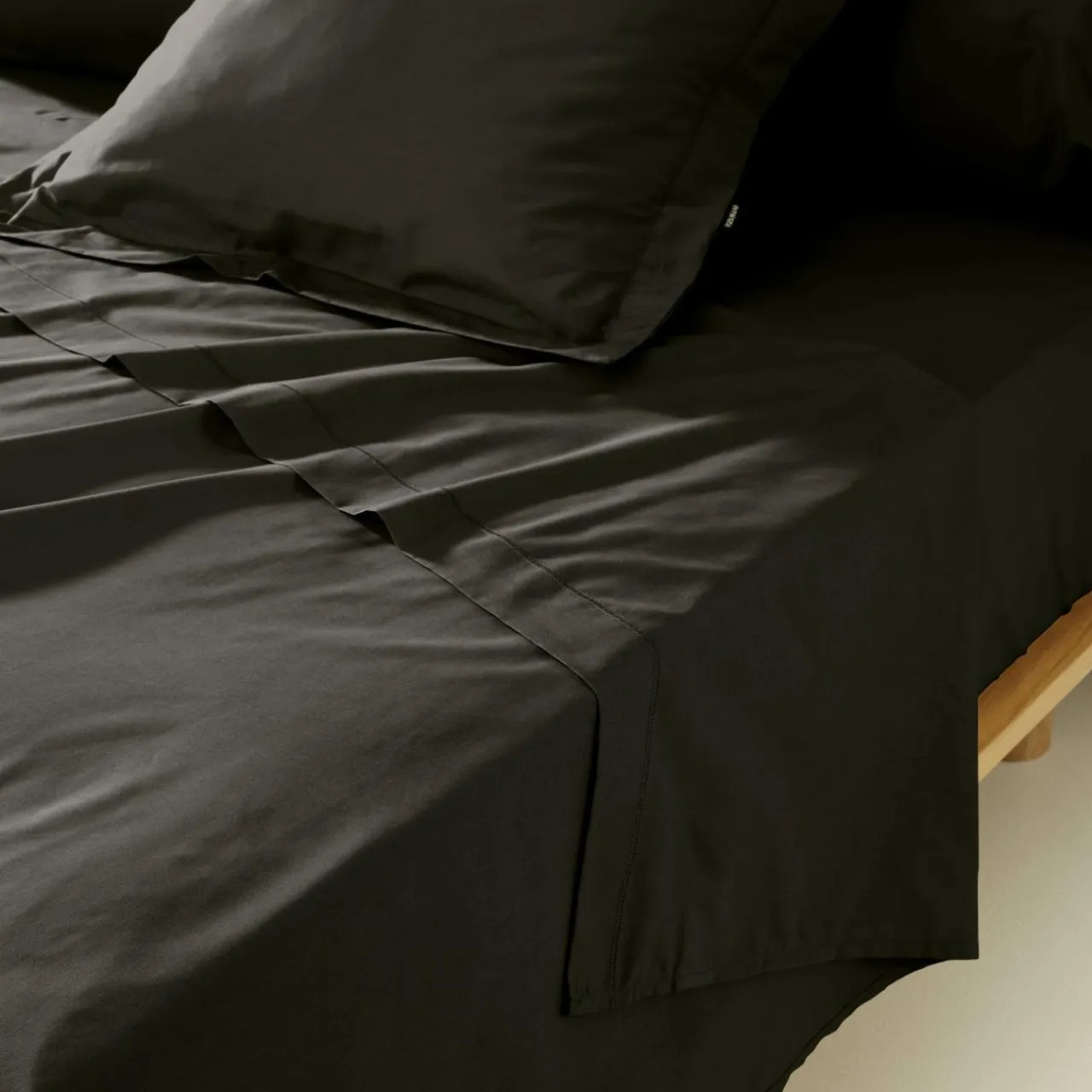Drap Plat|EMINZA Drap plat percale de coton (180 x 290 cm) Cali Noir
