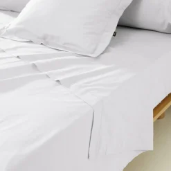 Drap Plat|EMINZA Drap plat percale de coton (180 x 290 cm) Cali Blanc