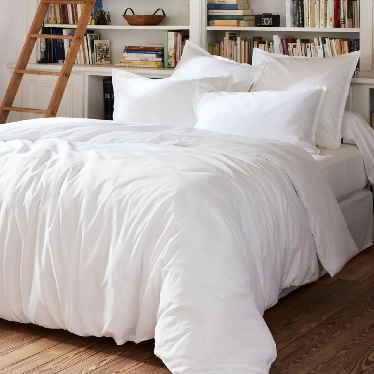 Drap Plat|EMINZA Drap plat percale de coton (240 x 300 cm) Cali Blanc