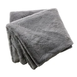 Couvre-Lit Et Édredon|EMINZA Édredon fausse fourrure (90 x 220 cm) Finn Gris Anthracite