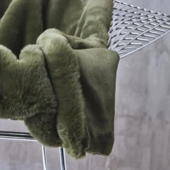 Couvre-Lit Et Édredon|EMINZA Édredon fausse fourrure (90 x 220 cm) Finn Vert kaki