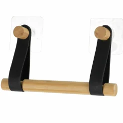 Accessoire Wc|TENDANCE Dérouleur de papier toilette adhésif easy Chic simili cuir Noir