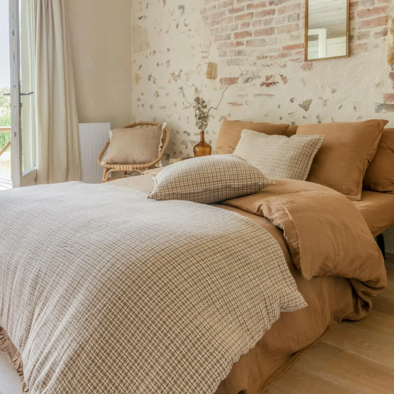 Couvre-Lit Et Édredon|EMINZA Edredon coton (90 x 220 cm) Marius Marron