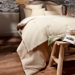 Couvre-Lit Et Édredon|EMINZA Edredon coton nid d'abeille (90 x 220 cm) Eva Beige