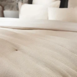 Couvre-Lit Et Édredon|EMINZA Edredon coton nid d'abeille (90 x 220 cm) Eva Beige