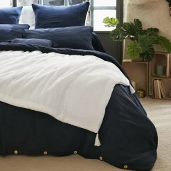 Couvre-Lit Et Édredon|EMINZA Edredon gaze de coton (150 x 150 cm) Gaïa chantilly Blanc