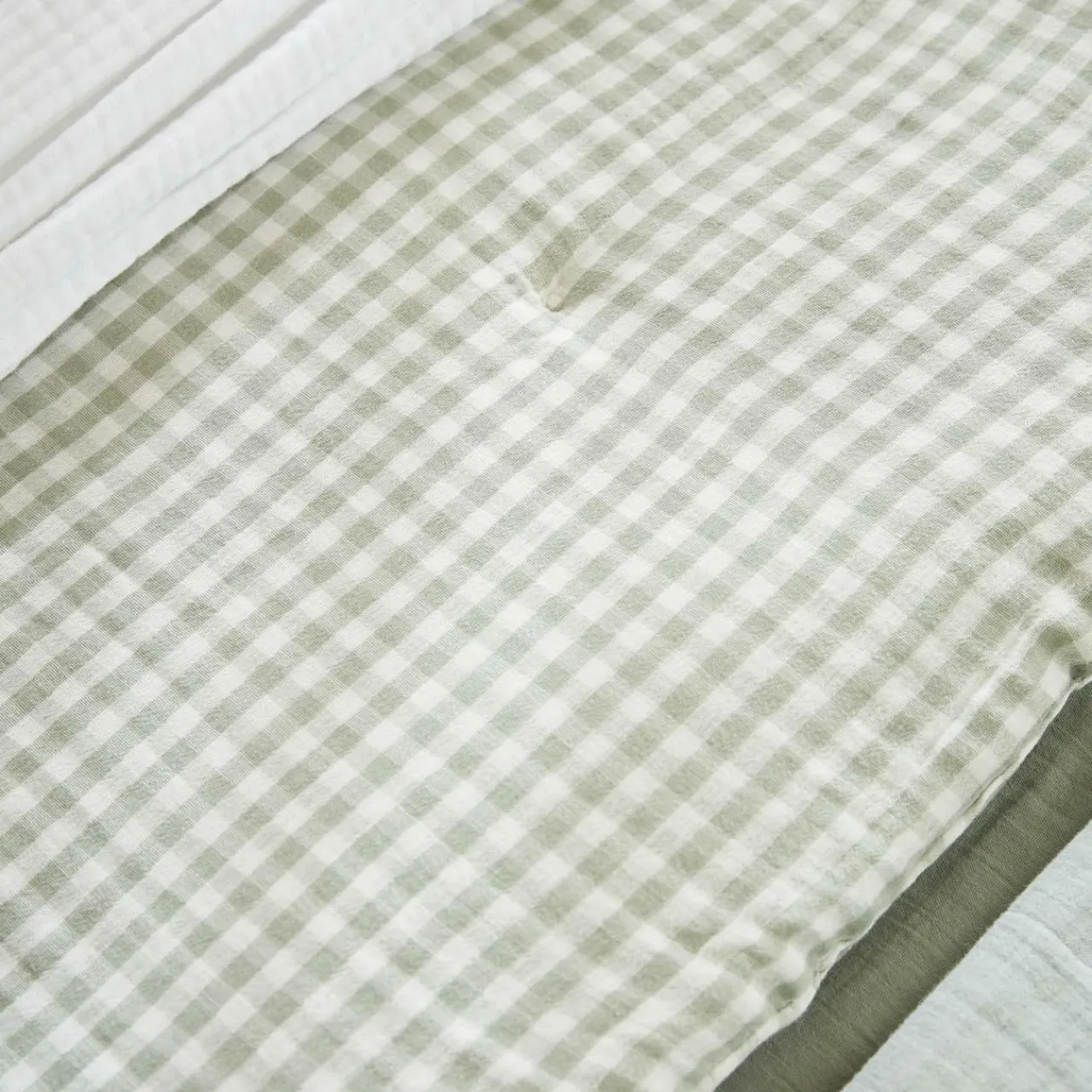 Couvre-Lit Et Édredon|EMINZA Edredon gaze de coton (90 x 200 cm) Gaïa vichy Vert Eucalyptus