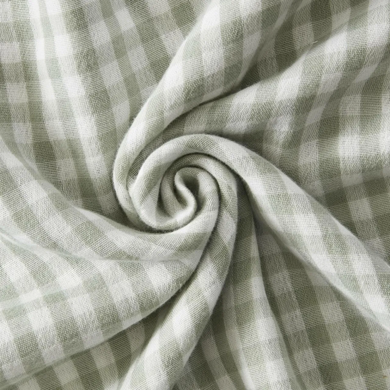 Couvre-Lit Et Édredon|EMINZA Edredon gaze de coton (90 x 200 cm) Gaïa vichy Vert Eucalyptus