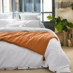 Couvre-Lit Et Édredon|EMINZA Edredon gaze de coton (90 x 200 cm) Gaïa Abricot