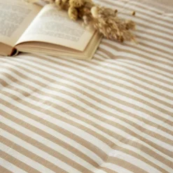 Couvre-Lit Et Édredon|EMINZA Edredon gaze de coton (90 x 200 cm) Gaïa rayures Ficelle Rayure Ficelle