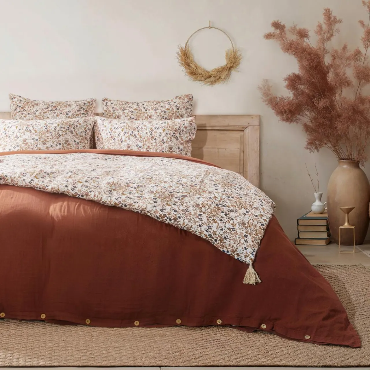 Couvre-Lit Et Édredon|EMINZA Edredon gaze de coton (90 x 200 cm) Constance pampa Beige