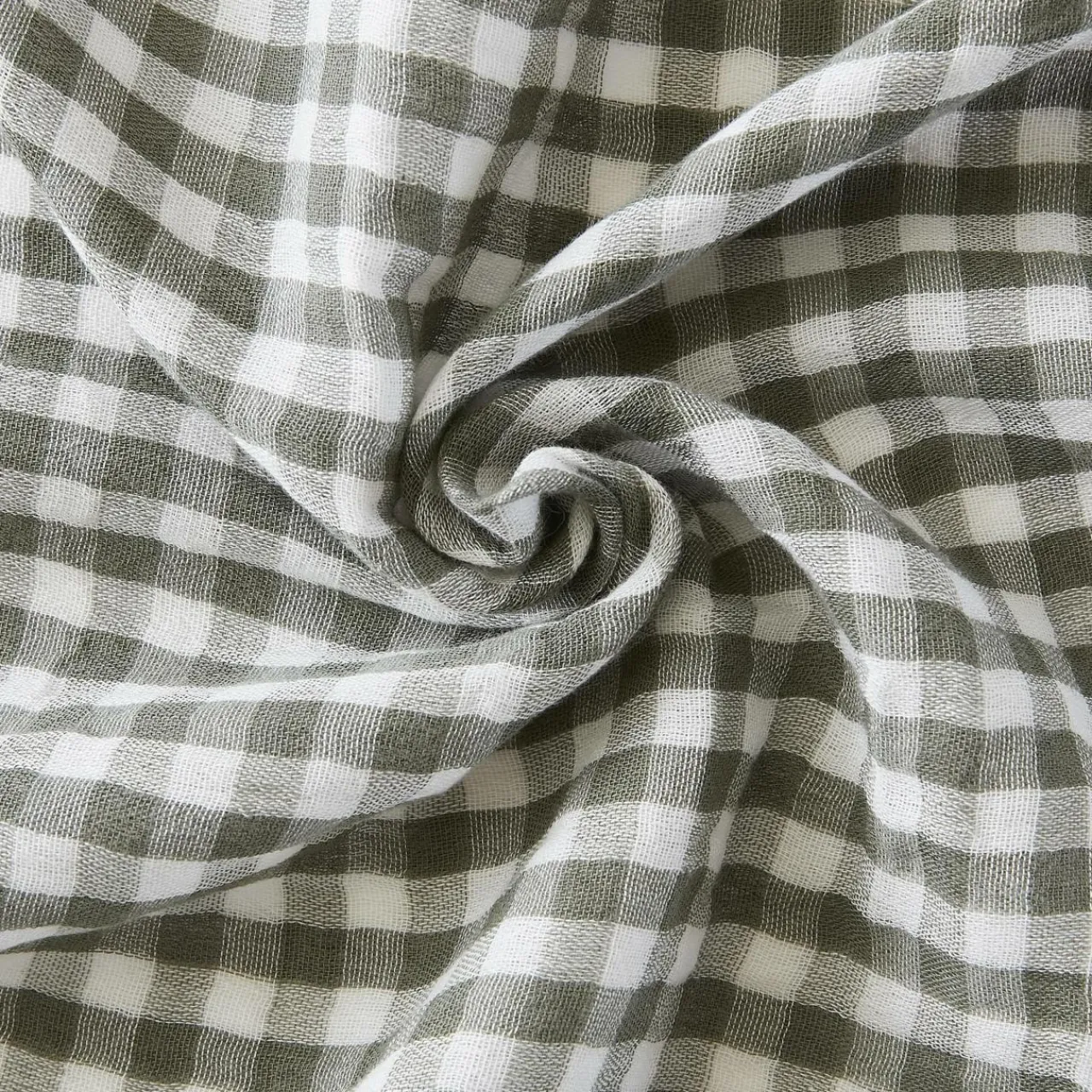 Couvre-Lit Et Édredon|EMINZA Edredon gaze de coton (90 x 200 cm) Gaïa vichy Vert romarin