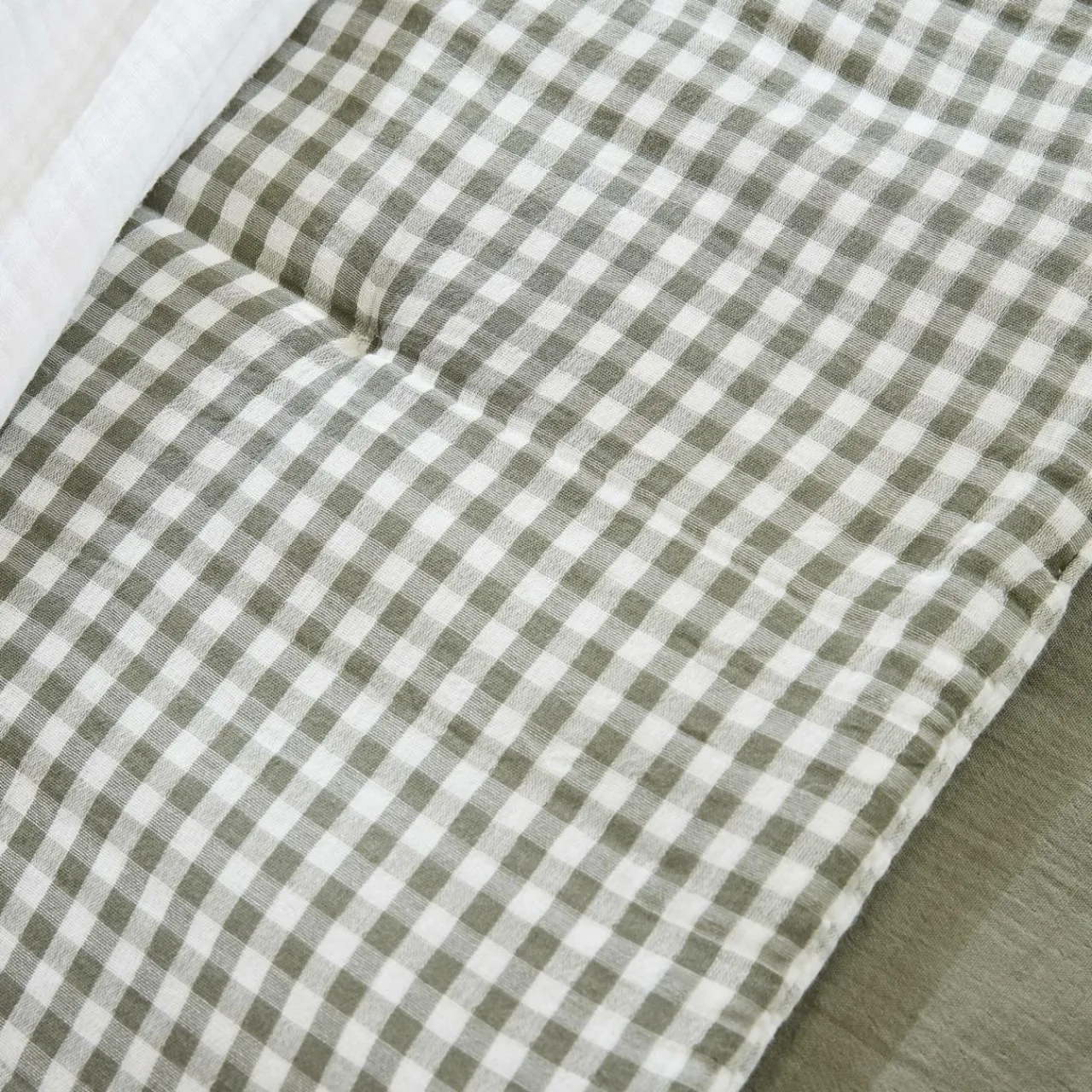 Couvre-Lit Et Édredon|EMINZA Edredon gaze de coton (90 x 200 cm) Gaïa vichy Vert romarin