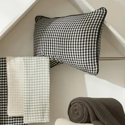 Couvre-Lit Et Édredon|EMINZA Edredon gaze de coton (90 x 200 cm) Gaïa vichy Noir