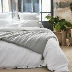 Couvre-Lit Et Édredon|EMINZA Edredon gaze de coton (150 x 150 cm) Gaïa Gris nuage Gris clair