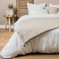 Couvre-Lit Et Édredon|EMINZA Edredon lin lavé (90 x 200 cm) Louise Beige