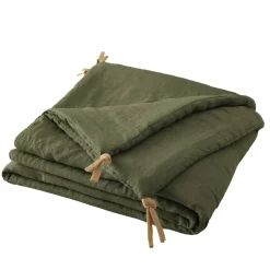 Couvre-Lit Et Édredon|EMINZA Edredon lin lavé (90 x 200 cm) Louise Vert romarin