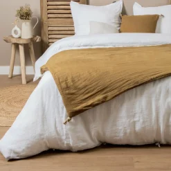 Couvre-Lit Et Édredon|EMINZA Edredon lin lavé (90 x 200 cm) Louise Caramel