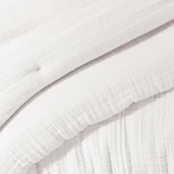 Couvre-Lit Et Édredon|EMINZA Edredon quadruple gaze de coton (90 x 220 cm) Victoria x Gaïa chantilly Blanc