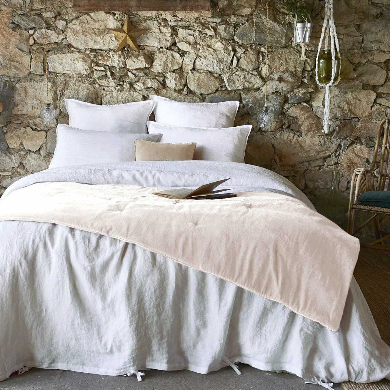 Couvre-Lit Et Édredon|EMINZA Edredon velours de coton (90 x 200 cm) Victor pampa Beige